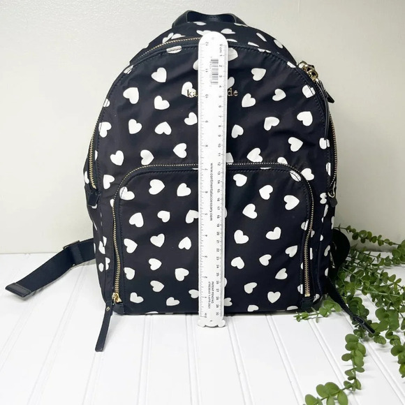 Kate Spade Black & White Heart Print Nylon Backpack Purse with Adjustable Straps - Picture 4 of 10